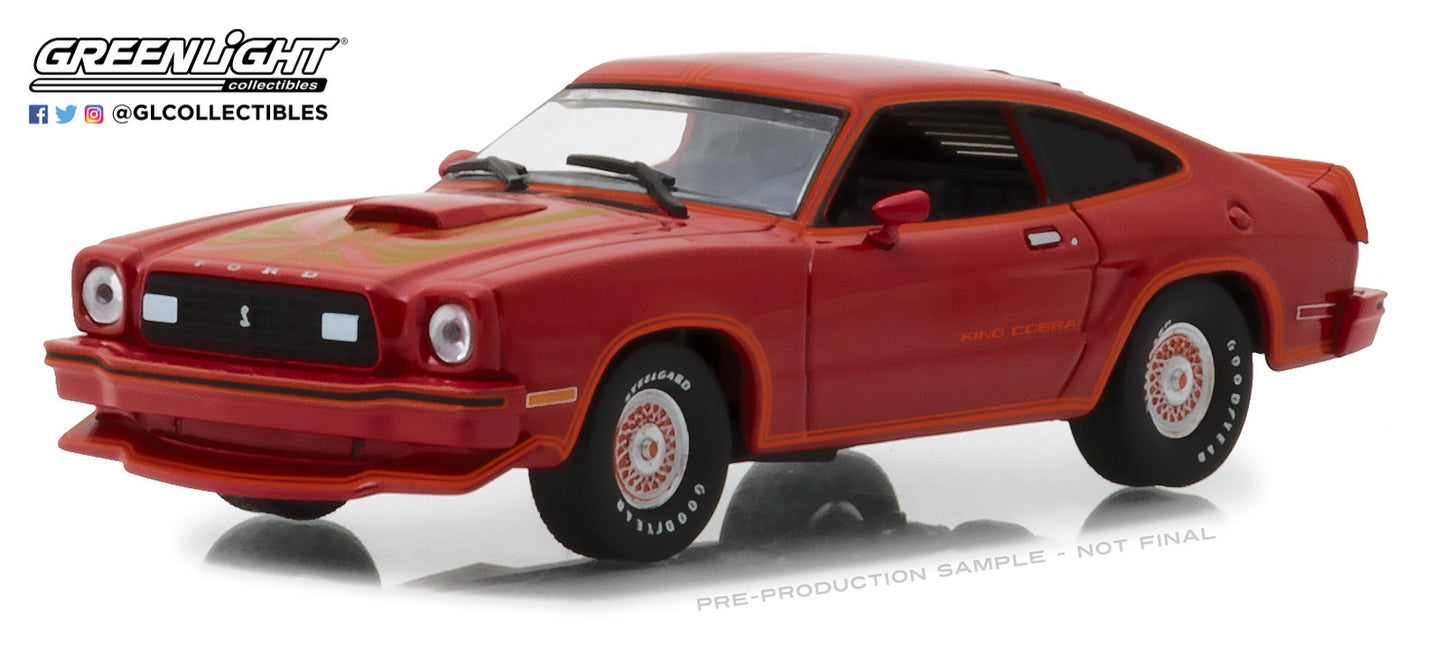GreenLight 1:43 1978 Ford Mustang II King Cobra - Red & Black 86321