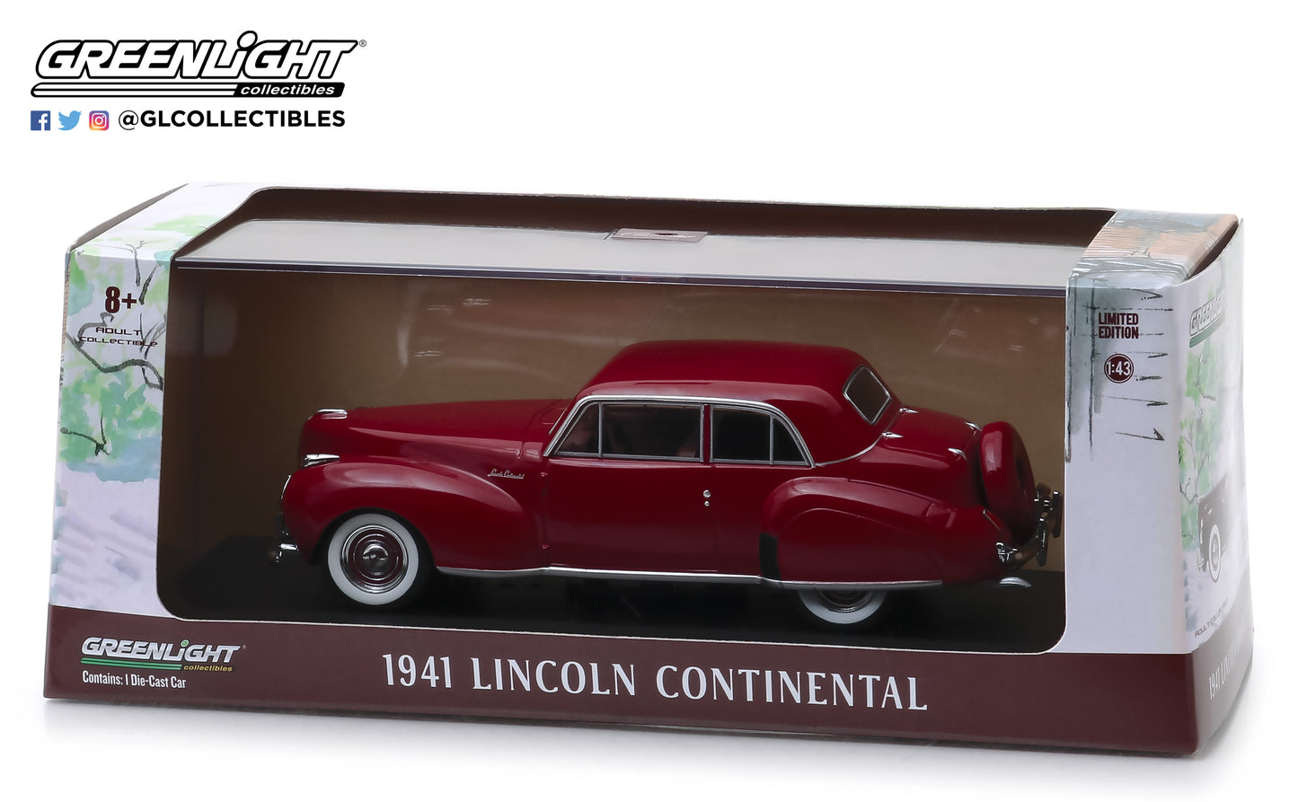 GreenLight 1/43 1941 Lincoln Continental - Mayfair Maroon 86324