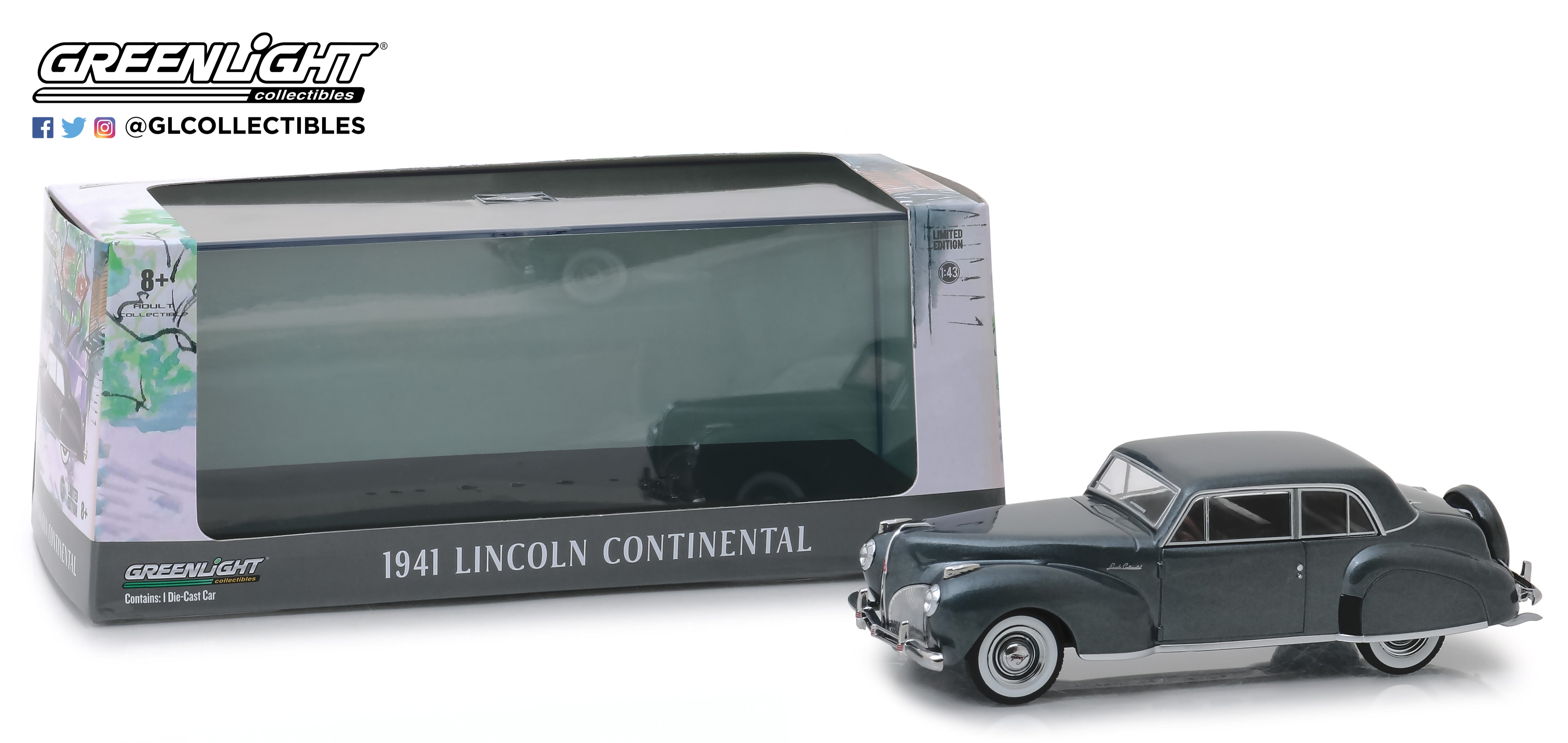 GreenLight 1 43 1941 Lincoln Continental Cotswold Gray Metallic 86325