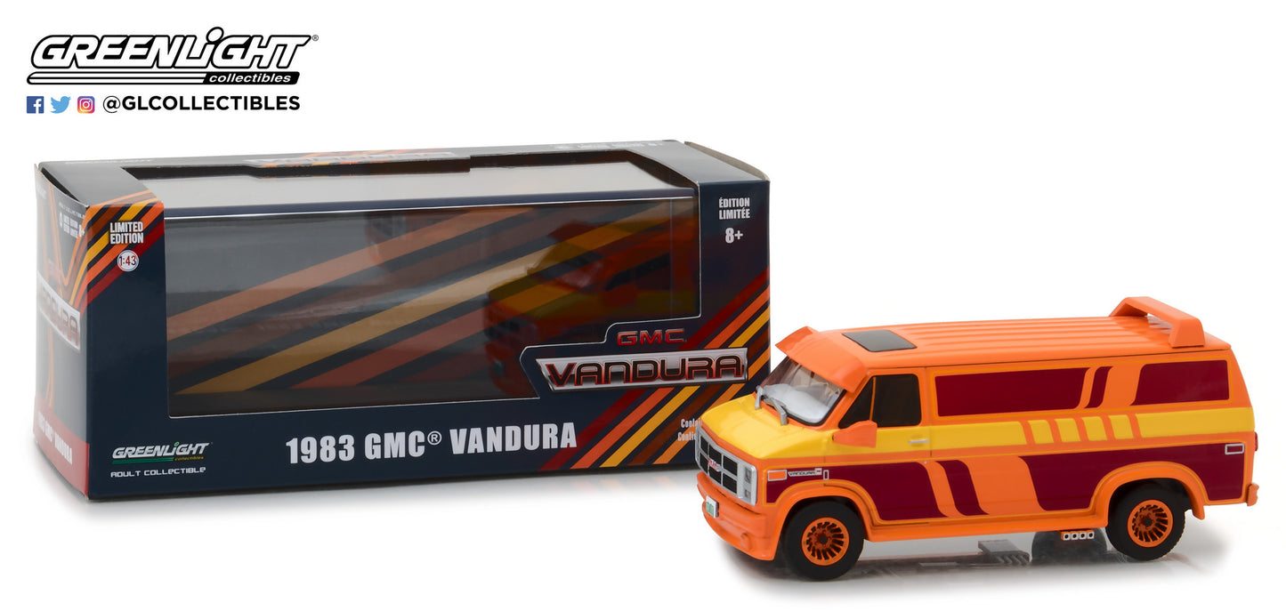 GreenLight 1/43 1983 GMC Vandura Custom - Orange with Custom Graphics 86327