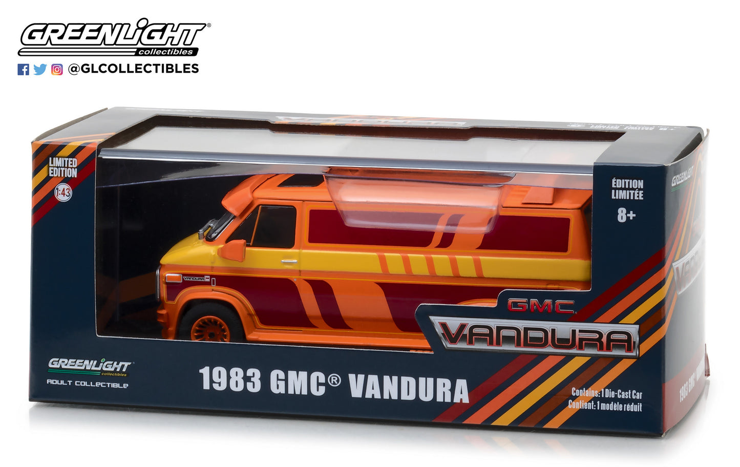 GreenLight 1/43 1983 GMC Vandura Custom - Orange with Custom Graphics 86327