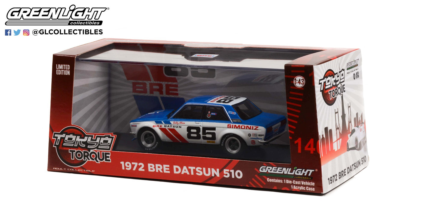 GreenLight 1:43 Tokyo Torque - 1972 Datsun 510 - #85 Brock Racing Enterprises (BRE) - Bobby Allison 86345