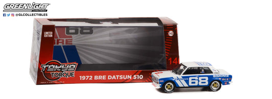 GreenLight 1:43 Tokyo Torque - 1972 Datsun 510 - #68 Brock Racing Enterprises (BRE) Guest Car - Peter Gregg 86346