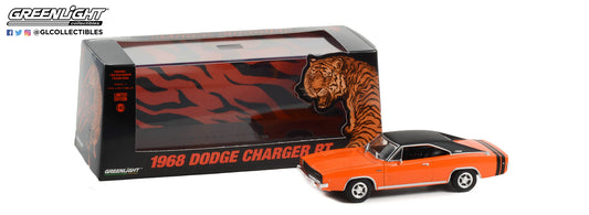 GreenLight 1:43 1968 Dodge Bengal Charger R/T - Orange with Black Stripes - Tom Kneer Dodge, Cincinnati, Ohio - 1 of 50 Produced 86354