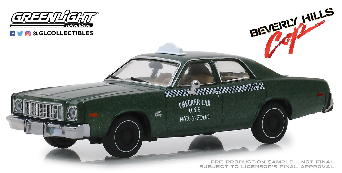 GreenLight 1:43 Beverly Hills Cop (1984) - 1976 Plymouth Fury Checker Cab 069 WO. 3-7000 86566