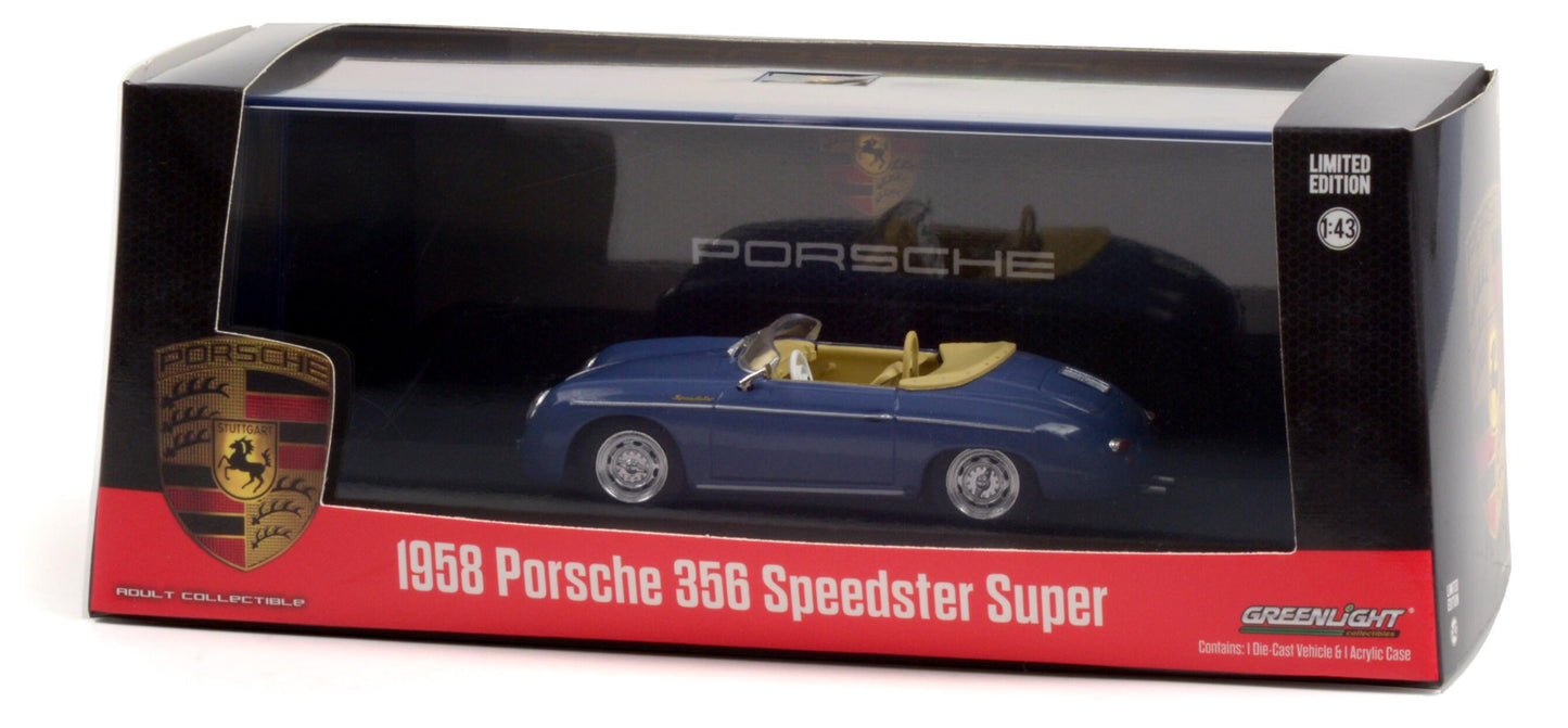 GreenLight 1:43 1958 Porsche 356 Speedster Super - Aquamarine Blue 86598