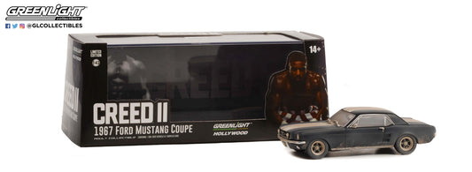 GreenLight 1:43 Creed II (2018) - Adonis Creed s 1967 Ford Mustang Coupe - Matte Black with White Stripes (Weathered) 86621