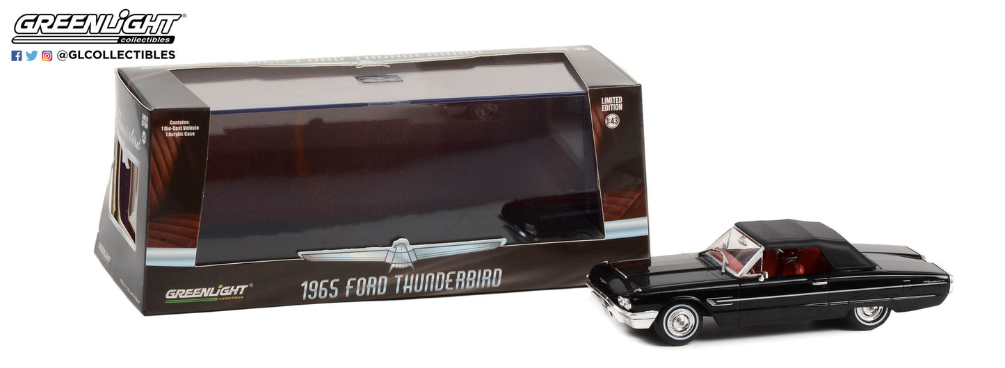 GreenLight 1:43 1965 Ford Thunderbird Convertible (Top-Up) - Raven Black 86626