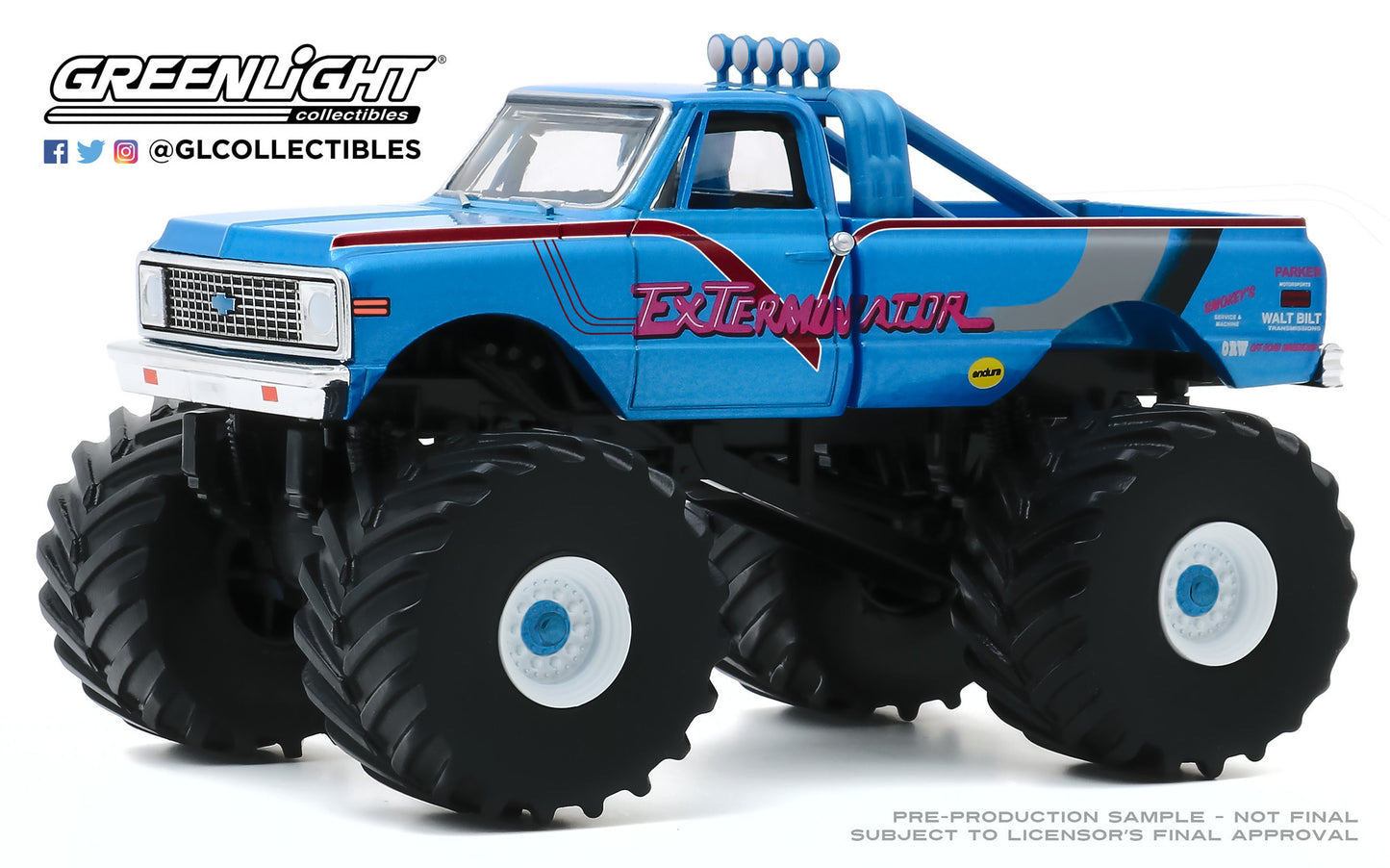 GreenLight 1:43 Kings of Crunch - ExTerminator - 1972 Chevrolet K-10 Monster (with 66-Inch Tires) 88033