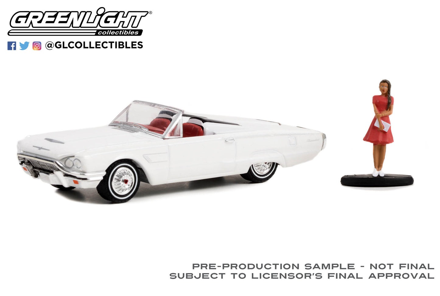 GreenLight 1:64 The Hobby Shop Series 14 - 1965 Ford Thunderbird Convertible (Tonneau Cover) with Woman in Dress 97140-B