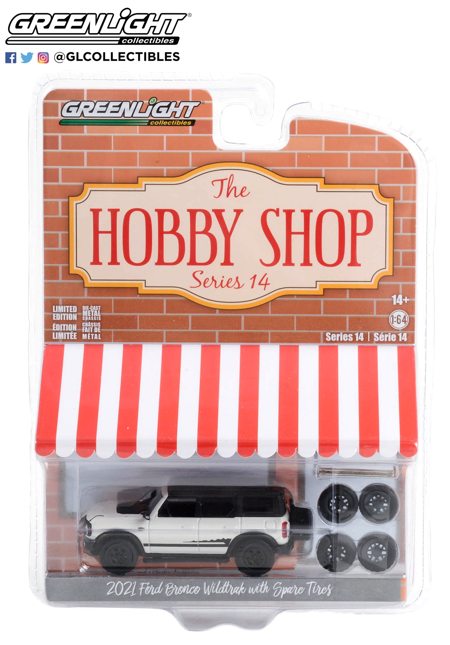 GreenLight 1:64 The Hobby Shop Series 14 - 2021 Ford Bronco Wildtrak with Spare Tires 97140-E