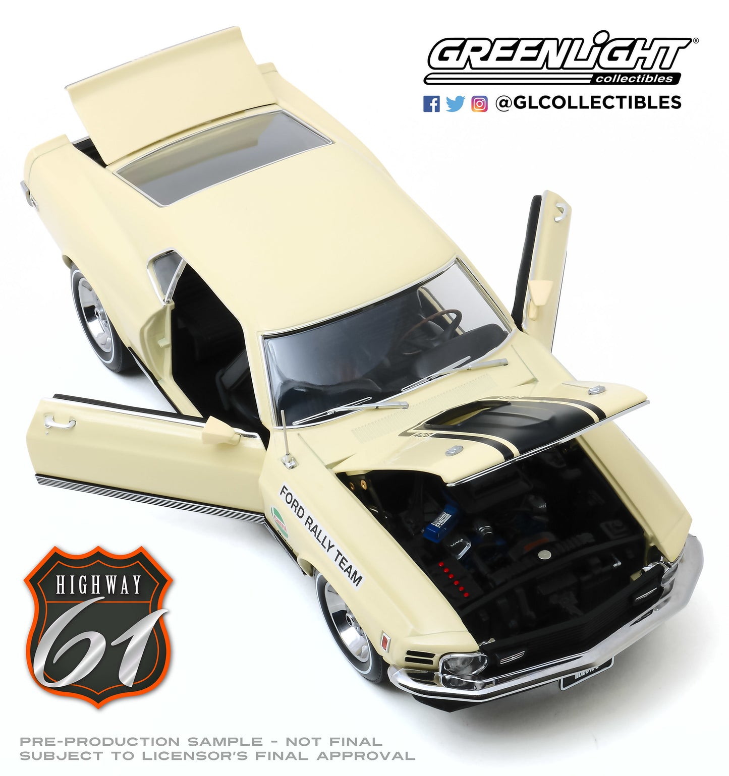 Highway 61 1:18 1970 Ford Mustang Mach 1 - Competition Limited Team - SCCA Manufacturer s Road Rally Championship HWY-18019