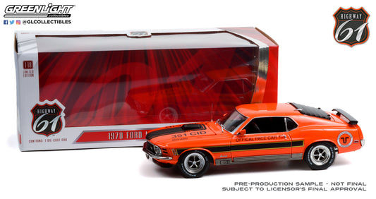 Highway 61 1:18 1970 Ford Mustang Mach 1 - Texas International Speedway Official Pace Car (1 of 1 Produced) HWY-18033