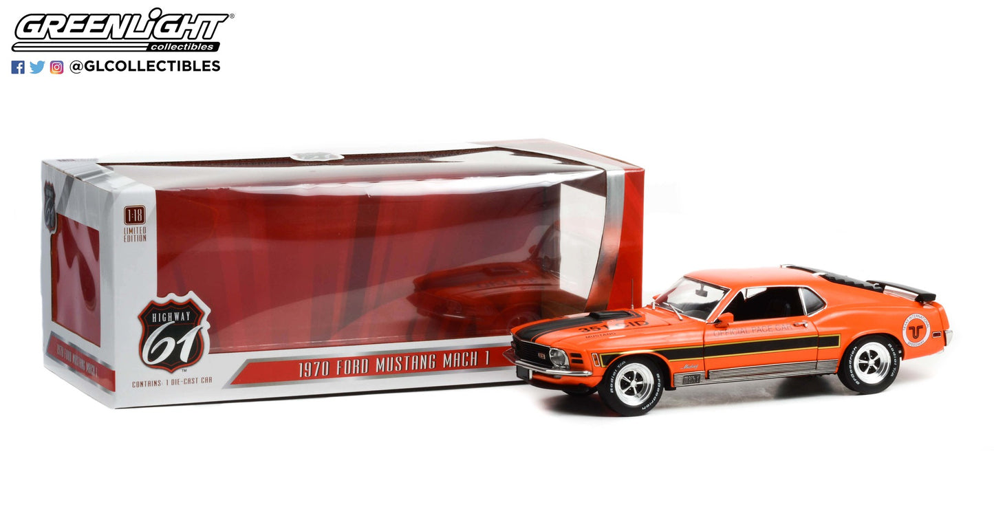 Highway 61 1:18 1970 Ford Mustang Mach 1 - Texas International Speedway Official Pace Car (1 of 1 Produced) HWY-18033