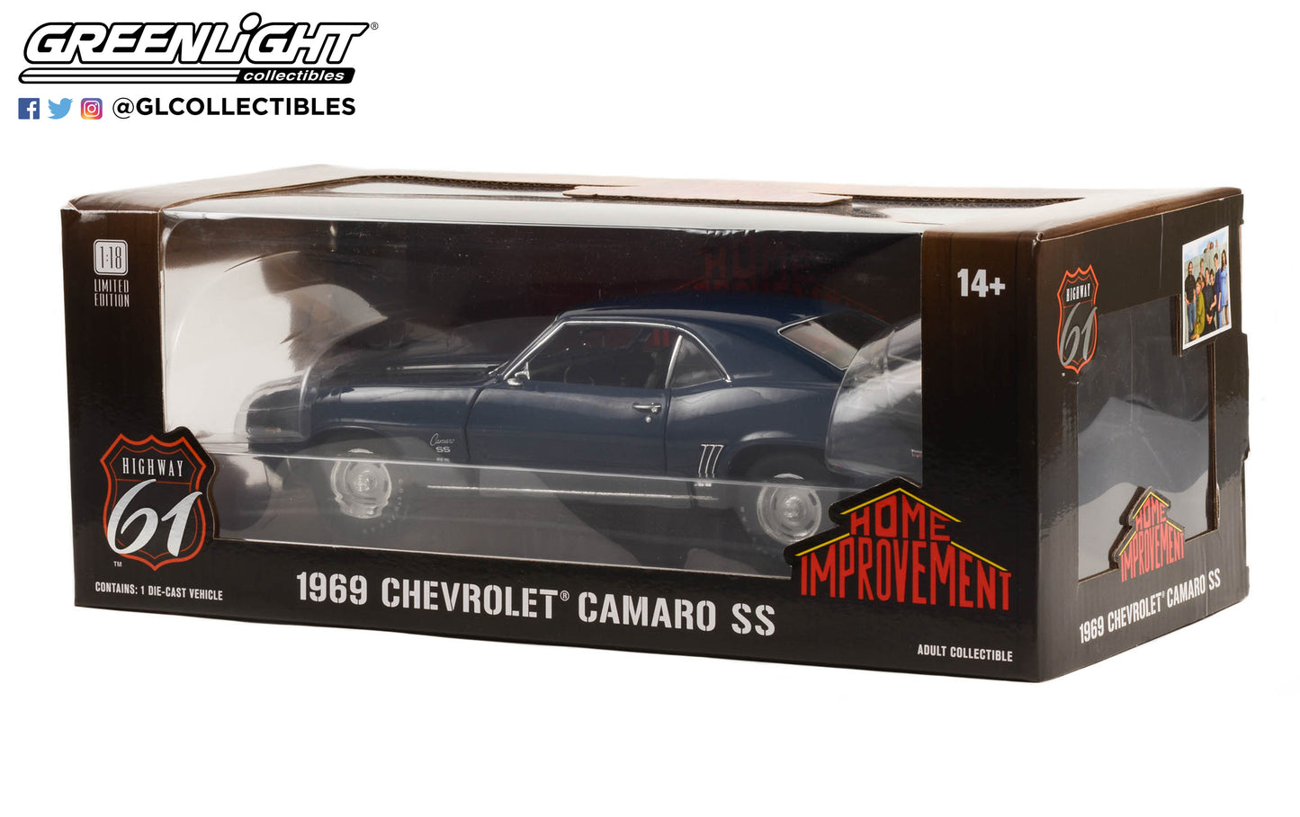 Highway 61 1:18 Home Improvement (1991-99 TV Series) - 1969 Chevrolet Camaro SS - Blue with Black Stripes HWY-18039