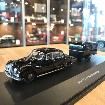 Schuco 1:43 BMW 502 with Funeral Trailer Black 450204500