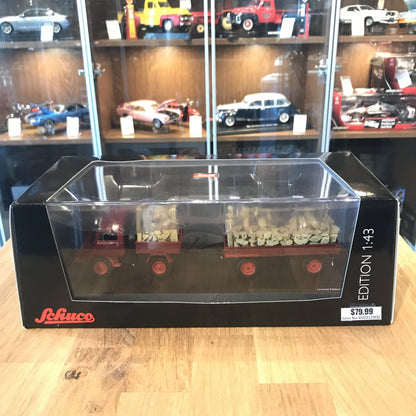 Schuco 1/43 Unimog U411 With Trailer And Wood 450312900