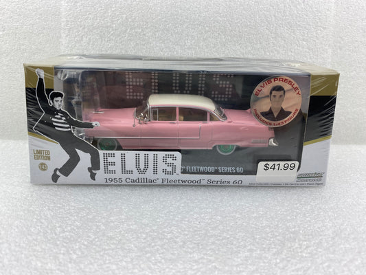 GreenLight Green Machine 1:43 Hollywood - Elvis Presley (1935-77) - 1955 Cadillac Fleetwood Series 60 Pink Cadillac with Elvis Presley Figure 86436