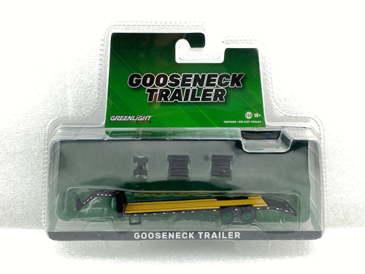 GreenLight Green Machine 1:64 Gooseneck Trailer - Black with Red and White Conspicuity Stripes 30390