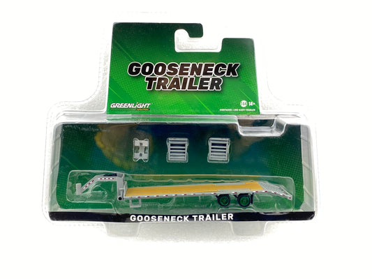 GreenLight Green Machine 1:64 Gooseneck Trailer - Primer Gray with Red and White Conspicuity Stripes 30391