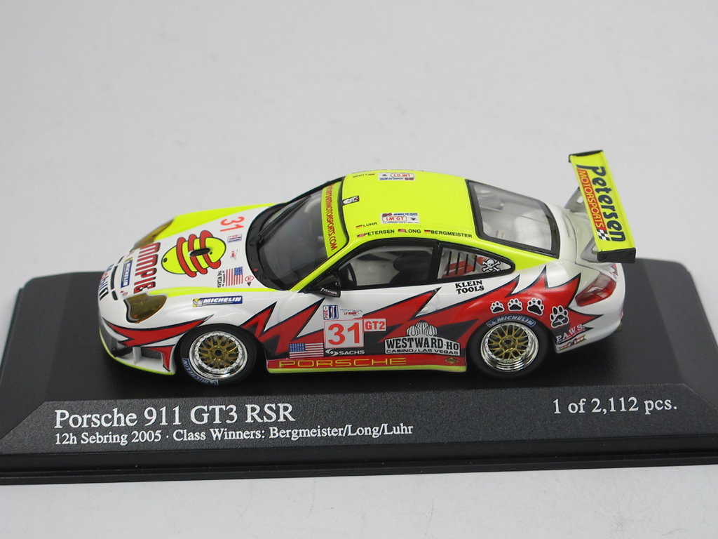 Minichamps 1:43 Porsche 911 GT3 RSR Bergmeister/Long/Luhr Winners #31 Petersen Motorsports 12h Sebring 2005 400056431