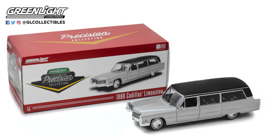 GreenLight 1/18 Precision Collection 1966 Cadillac S&S Limousine - Silver & Black PC-18005