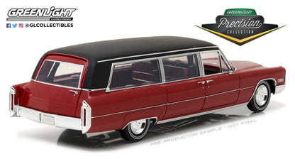 GreenLight 1/18 Precision Collection - 1:18 1966 Cadillac S&S Limousine - Red with Black Vinyl Roof PC-18008
