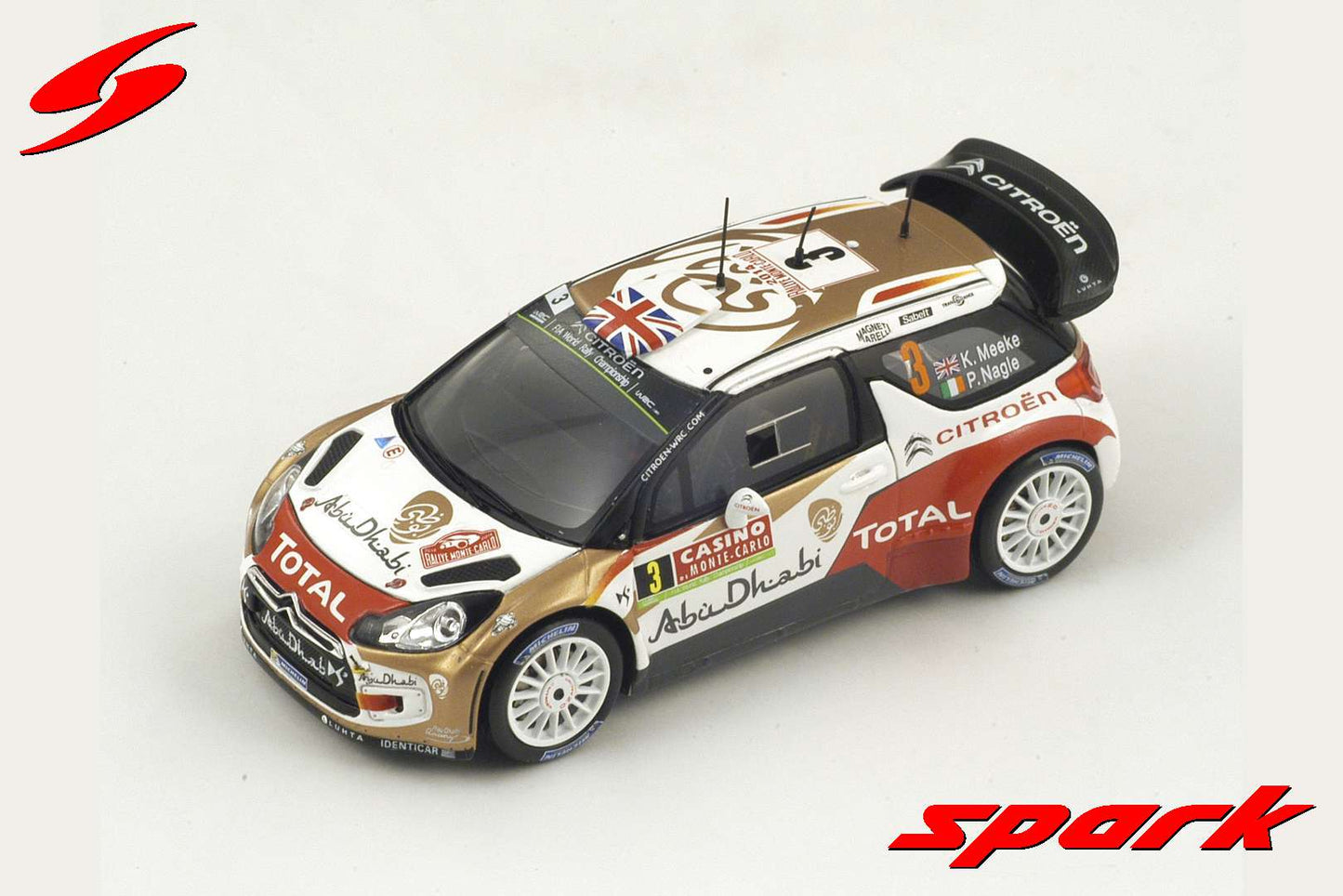 Spark 1:43 Citroen DS3 WRC #3 K. Meeke 3rd Rally Monte Carlo 2014 S3788