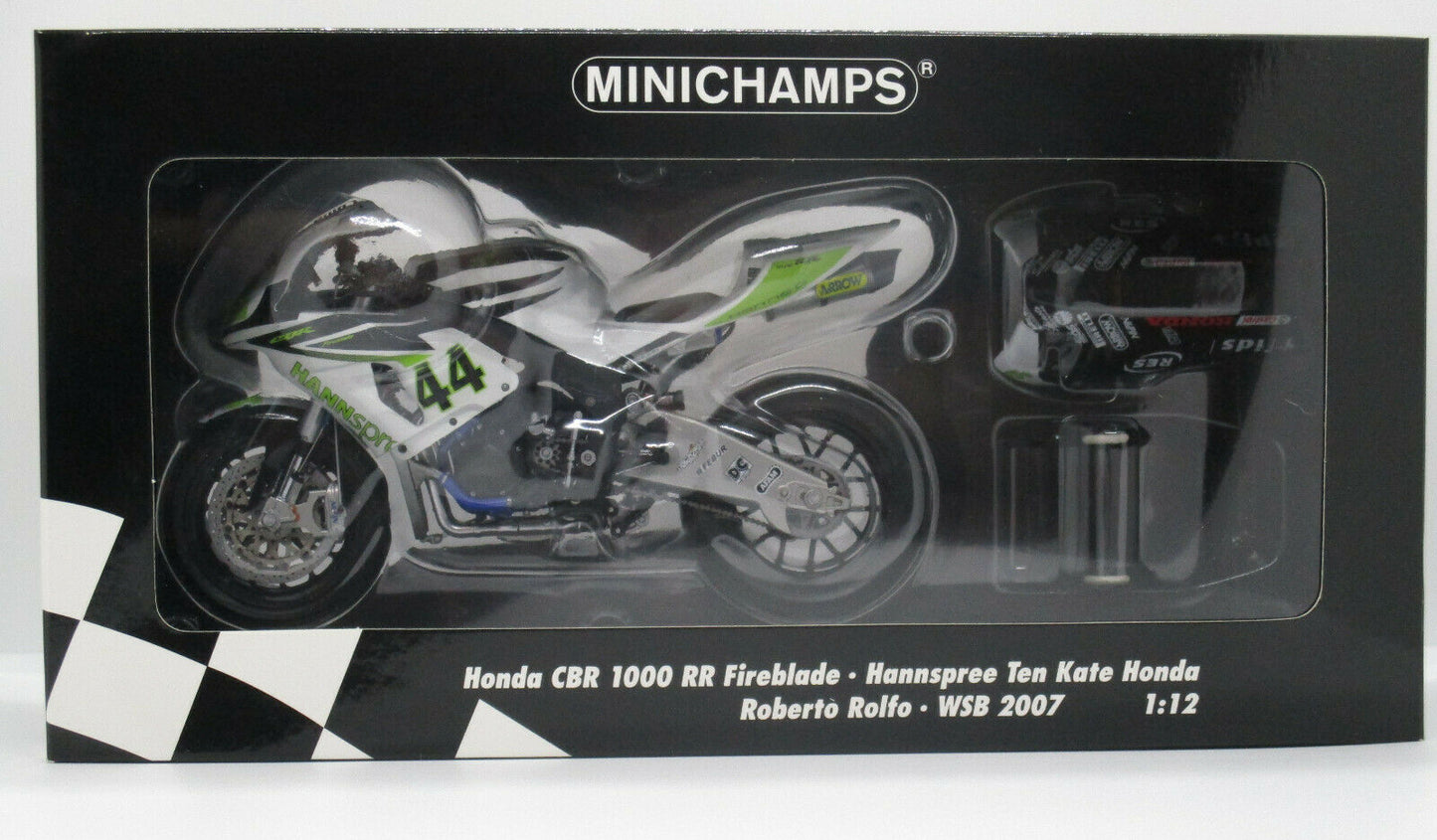 Minichamps 1:12 Honda CBR 1000 RR Fireblade Roberto Rolfo Team Hannspree Ten Kate Honda #44 World Superbike 2007 122071244