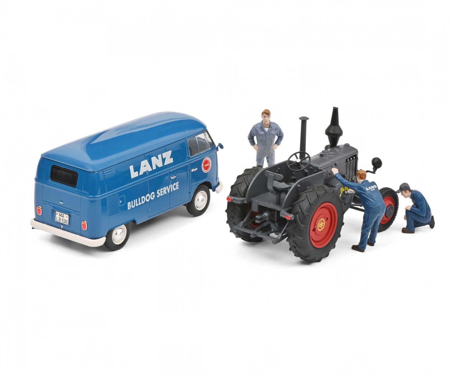Schuco 1:32 Volkswagen T1B Van Lanz Assistance + Bulldog Tractor Lanz Bulldog Service 1956 450785900